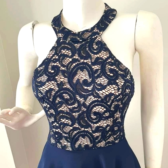 B Darlin Strappy Halter Flare Dress - Picture 2 of 7